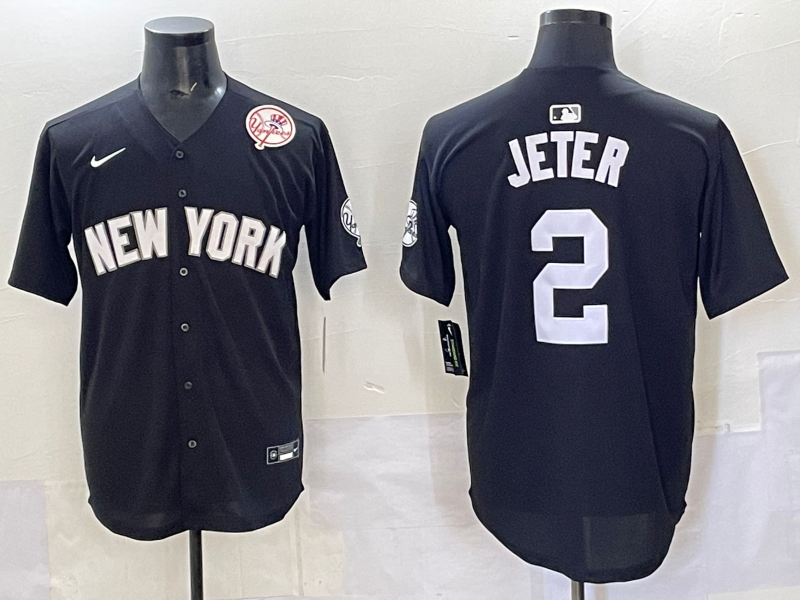 Men 2025 New York Yankees #2 Jeter black Nike MLB Jersey style 7250010